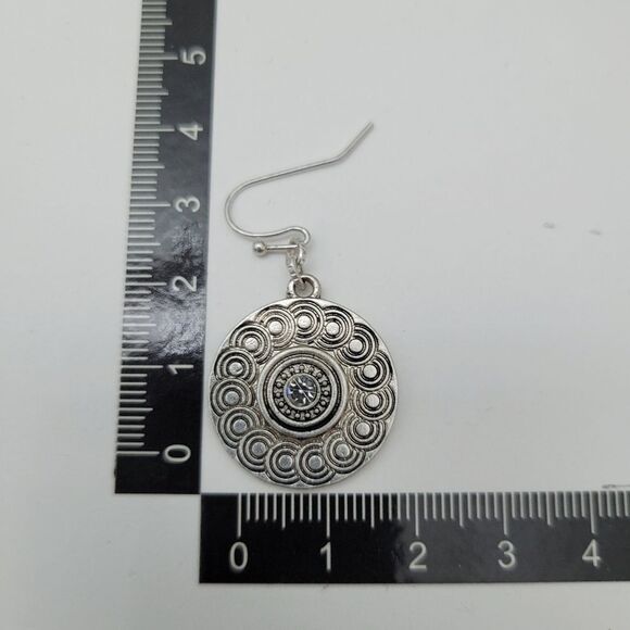 Brand New Versona Silver Pattern Round Earrings - Picture 8 of 8